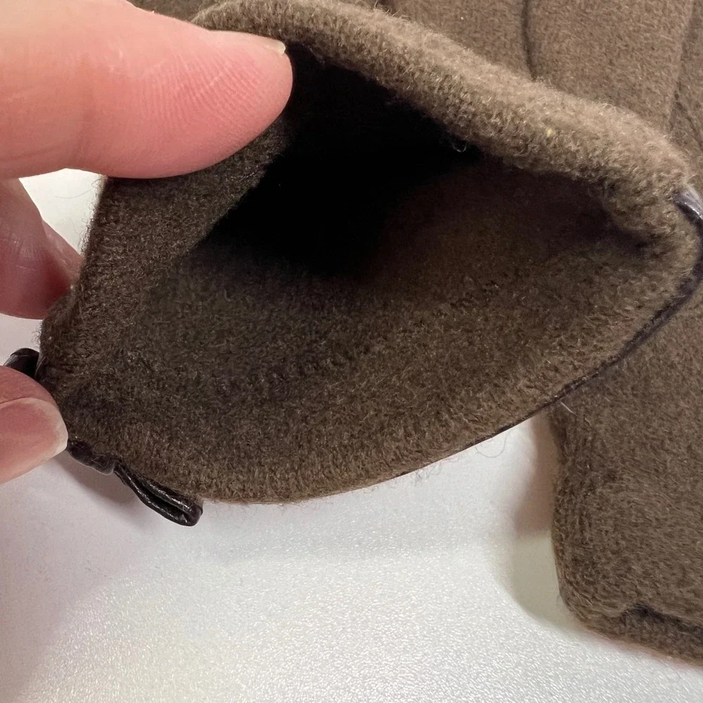 Vintage Brown Lambswool Gloves Womens Bow Accent Cottagecore Winter Retro